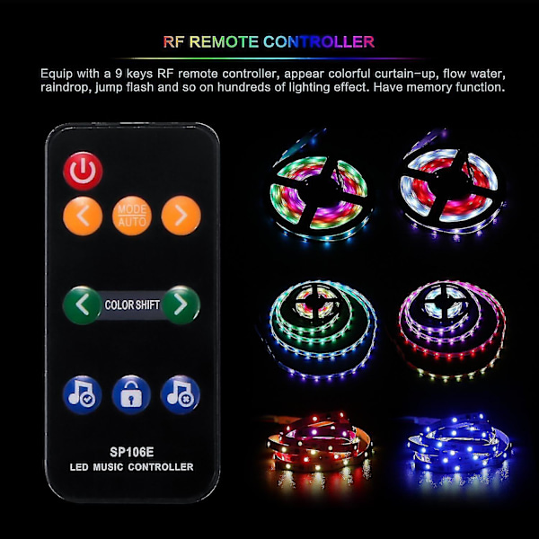 4-Modes SP106E LED RGB Musikcontroller med 9-Tasters Fjernbetjening
