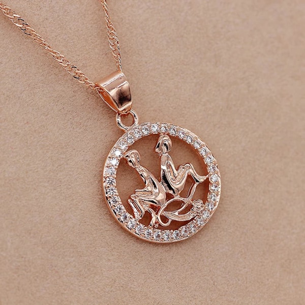 12 Zodiac Constellation runde vedhæng halskæde til Lmell kvinder Rose Gold farve gave