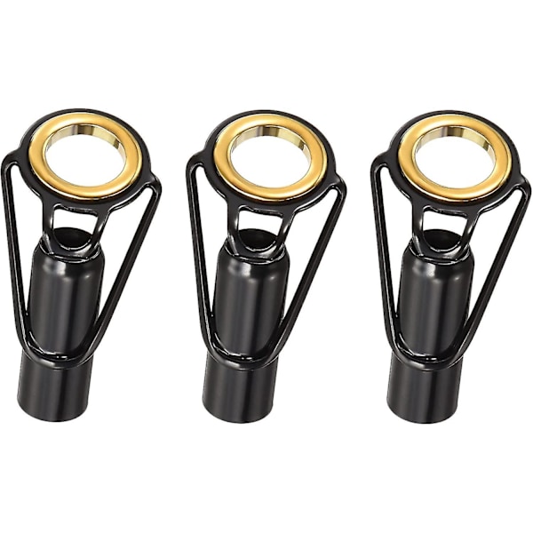 Reparationskit för fiskespötoppar - Rostfritt stål, ringguide för saltvatten/sötvattenfiske, svart, 3-pack