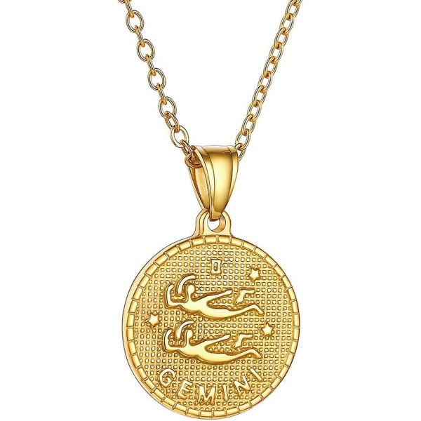 Smycken Stjärntecken Mynt Halsband, Lmell Guld 12 Constellation Symbol Hänge Tag för present