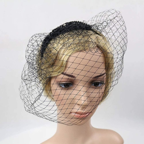 Vintage pannebånd med nettingmaske Manuell Diamond hårbånd Hodeplagg Birdcage Veil Fascinator