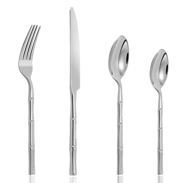 Bestiksæt 24 dele rustfrit stål guld sølvtøj sæt service til 6 gafler Skeer Knive til hjemmet
