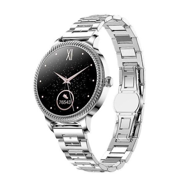 Smartklokke for kvinner 1.09 Full Touch Hjertefrekvens Blodtrykk Fysiologisk Periode Påminnelse Helse Mote Buckle net silver steel