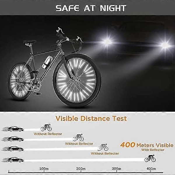 Cykelreflektorer, 24 stk. Hjulreflektorer til Cykel, Refleks Sikkerhed Advarselslys Dæksler til Cykel Silver