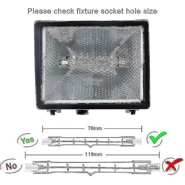 Sæt af 5 R7s Halogen Pærer 78mm 80w 230v, R7s Halogen Stang 78mm, R7s Halogen Pære Dæmpbar Halogen Stang Lampe