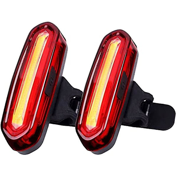 2 st Baklyktor för Cykel, Kraftfulla LED-lampor, USB-Laddningsbara, Vattentäta, Baklyktor