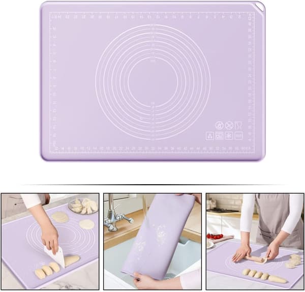 Bakematte Knaematte Matkvalitets Silikon Sklisikker Glatt Overflate Lilla Multifunksjon