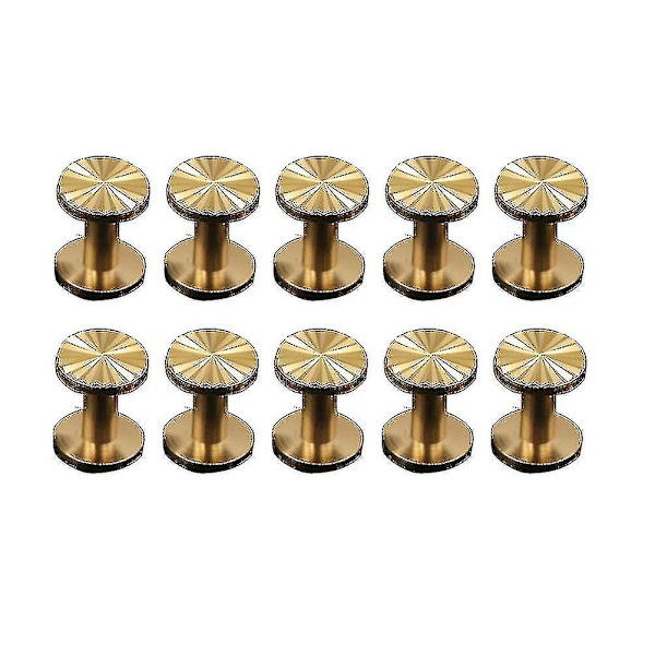 10 st Solida Mässingsolroskruvar Stud Platta Fäste Bälte Sele Spik Nitar Läderhantverk Diy (10x4x10mm)