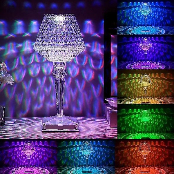 Kristallitimantti pöytälamppu 16 RGB-väriä, latautuva