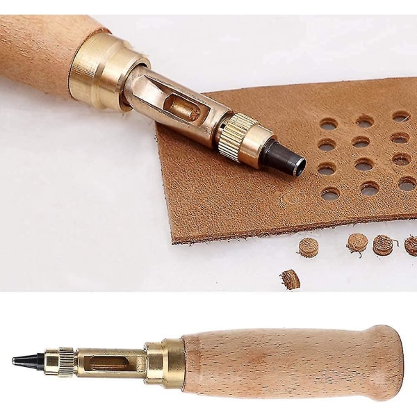Lærstemplingsverktøy med 6 bits 1,5 mm-4 mm manuell stemplingssett for sying av lær Papercraft Stampi