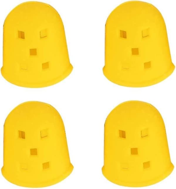 Gitarr Fingertoppsskydd Silikon Plektrum för Ukulele Gitarr Mandolin (4st Storlek L Gul)