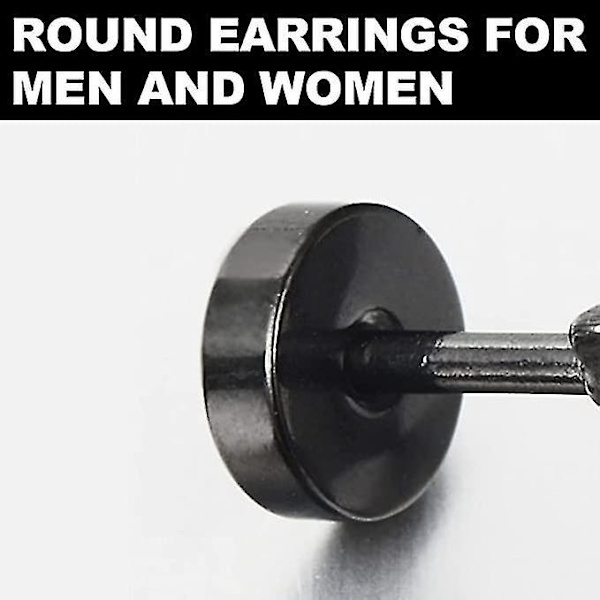10mm Sorte Cirkel Ørestikker til Mænd og Kvinder i Træ og Stål - Falske Plugs