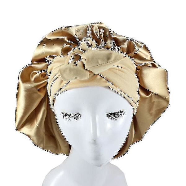 Silke Bonnet Satin Bonnet Til Søvn Bonnet Med Bånd Nat Hætte