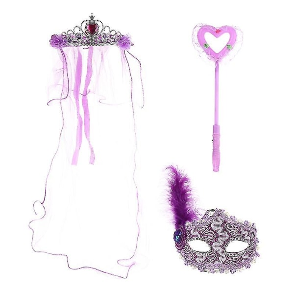 3 stk Led Delicate Crown Veil Fairy Stick Sæt Fairy Hair Accessories