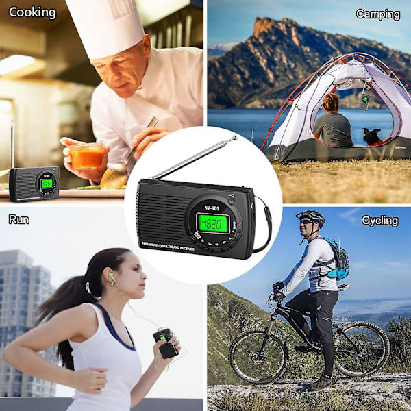 Taskuradio FM, Kannettava Minivastaanotin, LCD-näyttö, Kuulokkeet, Taskukäyttöinen Walkman