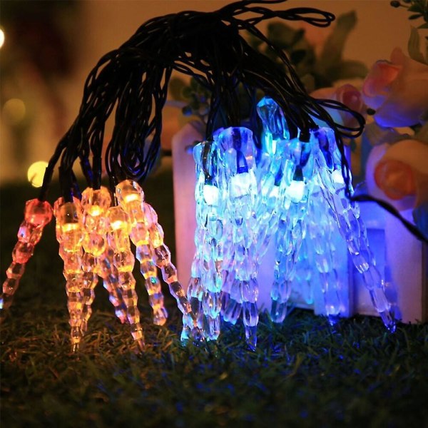 6m 30leds Solar Ice String Lights Outdoor 8 Modes Lighting Party