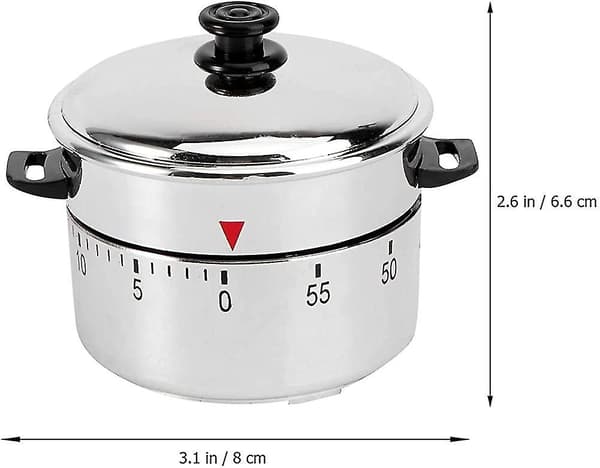 Kjøkkenur uten batterier, eggtimer i rustfritt stål, 60 minutters nedtelling