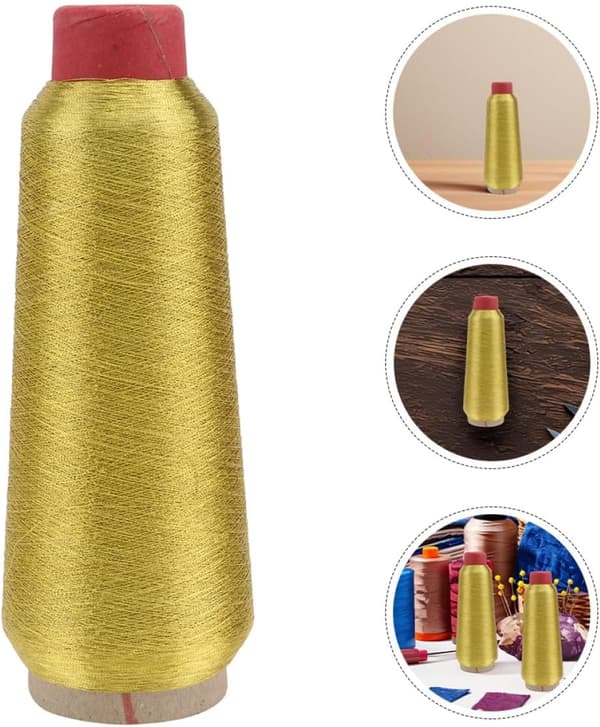 Metallisk broderitråd 150d polyester sytråd 2 ruller gull