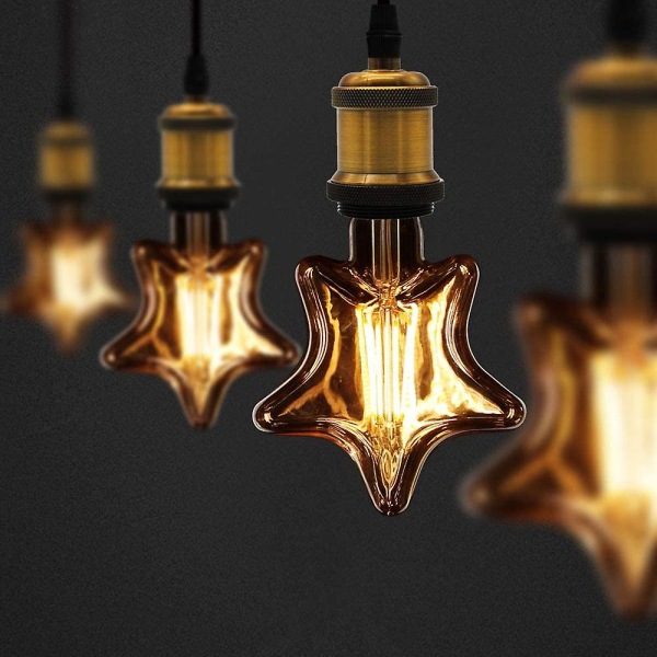 LED-lampor Vintage Glödlampa 4W LED Filament Edison Glödlampa Special Dekorativ Ljuskälla 220/240V E27 (stjärna)