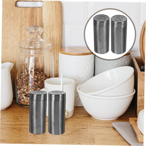Shakers Set Kryddflaskor i Rostfritt Stål Hål Återanvändbara Krydddispensrar för Kök Grill