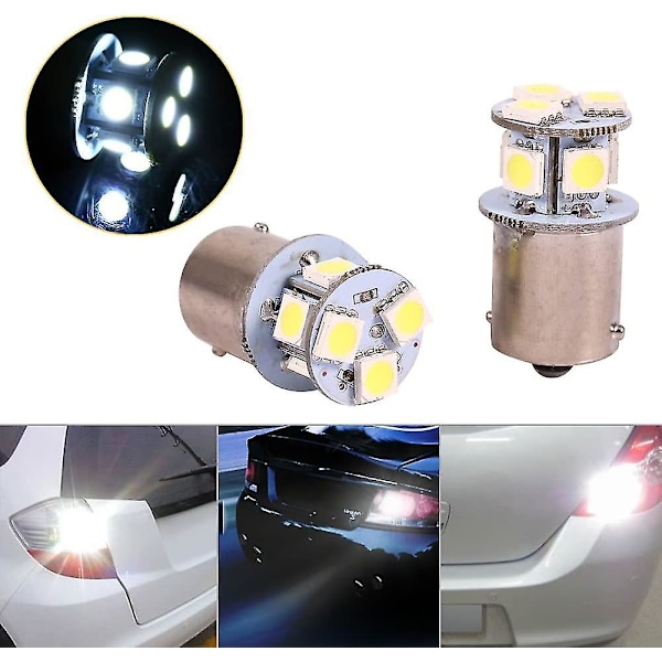 Hvit 1156 LED Bil Bremslys Pære R5w 5050 8smd LED Bil Lys Pære, Baklys Pærer, Blinkende Revers Signal 12 Vhvit2stk)