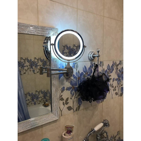 Förstorings Spegel med LED-belysning, Väggmonterad och Justerbar