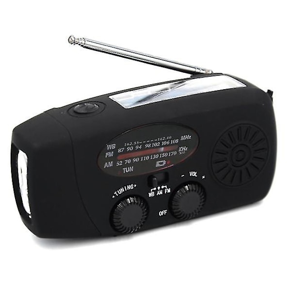 Udendørs Camping Nødradio Solenergi Håndsving Dynamo Radio Bt5.0/fm/am/noaa 2000mah Telefonoplader Powerk Lommelygte Sos 2000mAh Black No BT