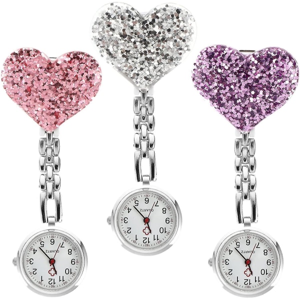 3 Pieces Nurse Watch Heart Nurse Watch Nurse Wrist Watch Doctor Pocket Watch Personalized Brooch Lap