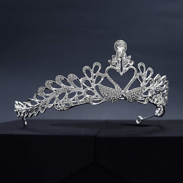 Kristalli Joutsen Kruunu Morsiamen Rihmaus Tiara Elegantti Koru Tiara Syntymäpäiville Hääjuhliin (hopea)