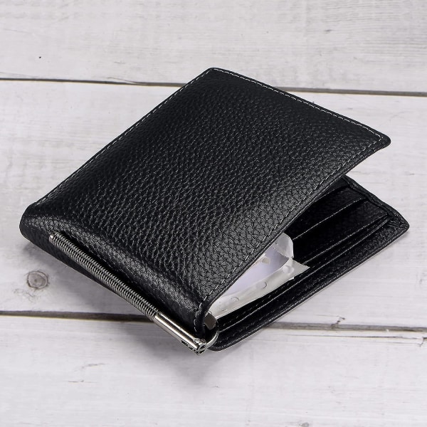 80 mm fjederclipsstang, metal slank åben spoleholderklemme til tegnebog Kreditkort læderhåndværk - (sort)(2 stk)