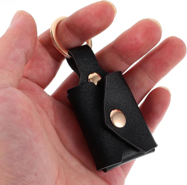 Nøkkelring i skinn med minifotoholder for 1-tommers bildeinnsats, solid PU-materiale