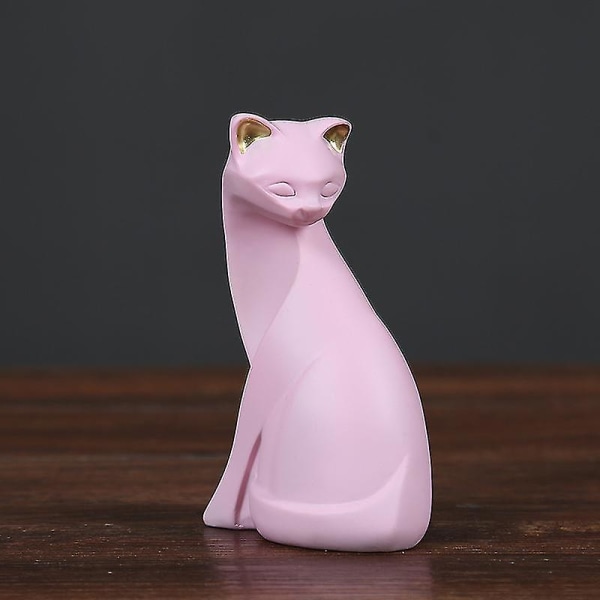 Enkel og kreativ katteformet skulptur til soveværelse (1 stk, lyserød)