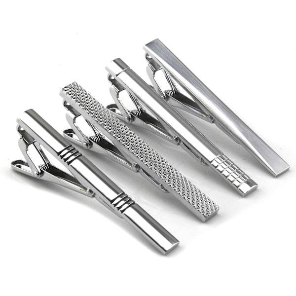 4-pack slips, slips för män, silver slips, slips set, 2,3 tum metallspänne