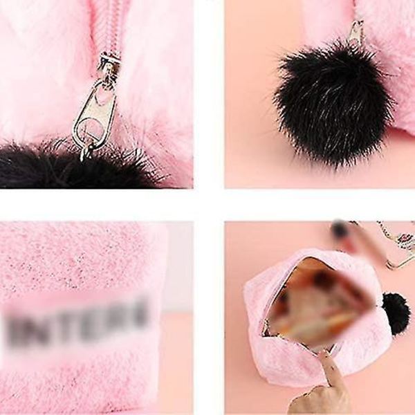 Plush-meikkipussi Pompom-pallovetoketjulla Kosmetiikan säilytyspussi