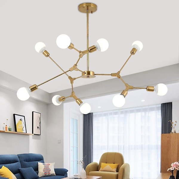 9-armad Electropläterad Nordisk Chandelier i Metall