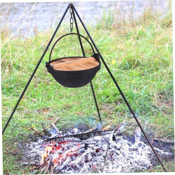 Utomhus Matlagningsgryta Gjutjärn Hot Pot Lock Multifunktionell Gryta Lätt att Rengöra Camping Köksredskap