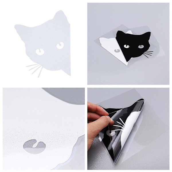 Kiggende Kat Bilsticker Kat Bildekal Cartoon Kat Bilsticker Vandfast (sort+hvid) (4 stk)