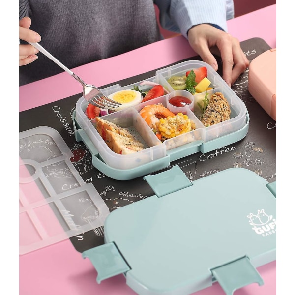 Bento lunsjboks for barn, matoppbevaringsboks med 6 rom