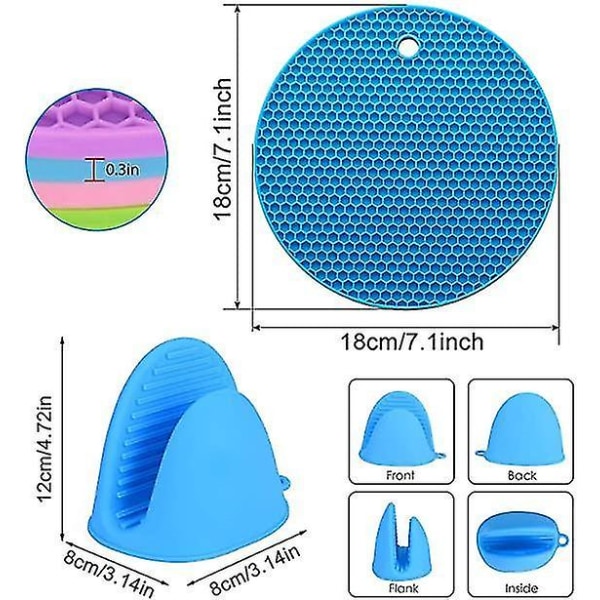 8 Pak Silicone Koge-Pinch Handsker Trivet Måtter Varmebestandige Puder