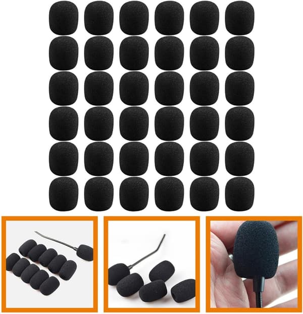 Mikrofonskum vindrutaöverdrag 50 st Lapel Headset Ersättningskapslar