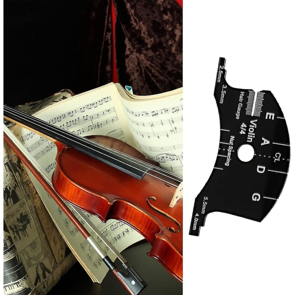 Violinbro, 4/4 Violinbro Fingerbrætsskraber Kulfiber Sort Multifunktionel Skabelon Reparationsreferenceværktøj (sort 1 stk)
