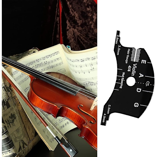 Violinbro, 4/4 Violinbro Fingerbrett Skrape Karbonfiber Svart Multifunksjonell Mal Reparasjonsreferanseverktøy (svart 1 stk)