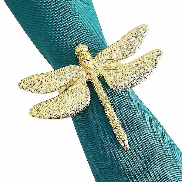 6 stk. Dragonfly Serviettringer Gull DIY Hotell Bryllup Bankett Bordvisning Metall Serviettspenne