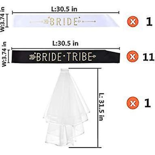 Bride Tribe Bachelorette Party Sash Set Wedding Veil kampa
