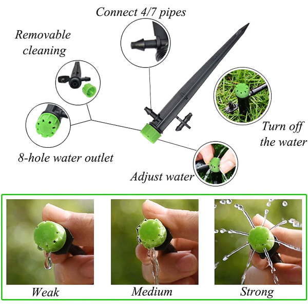 100 stk. Mikro Dryp Vandingssystem Sprinkler, 360 Grader 8 Huller Vandstrømnings Vandingsemittere til 1/4