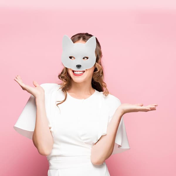Rävansiktsmask Halvansikts Cosplaymask för kvinnor