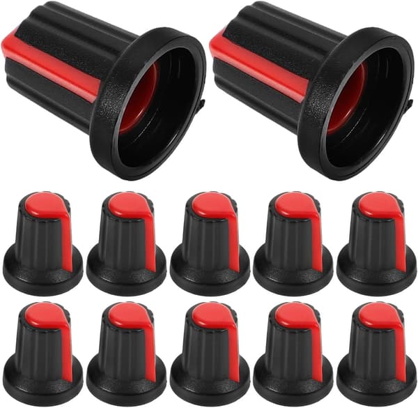 20 st röda plastpotentiometerkontrollrattar 6 mm D-formad stam Dj Mixer Controller Caps