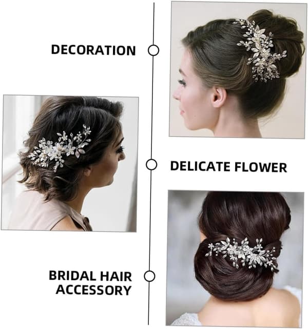 Perleblad Hårnål Rhinestone Bryllupsbrud Hårkam Klips Blomster Hårtilbehør til Kvinder Sidekam