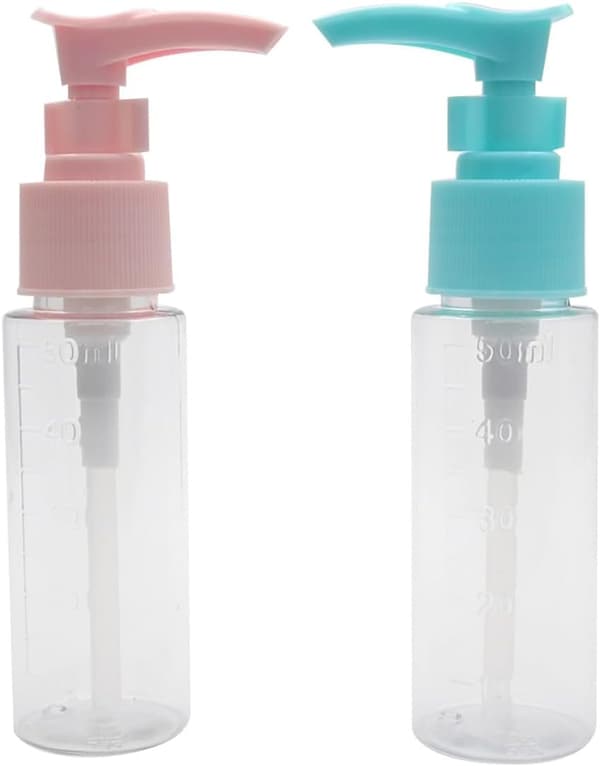 4st 50ml Presspump Reseflaskor för Duschgel och Tvål, Läckagesäkra Underflaskor med Anknäbbsmunstycke
