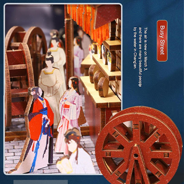 Miniature 3D Træpuslespil Bogstøtte Sæt LED Lys Fødselsdagsgave